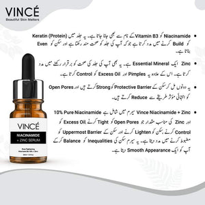 Buy Vince Niacinamide + Zinc Serum (Tighten and Refine large open Pores) - 30ml Online in Pakistan | GlowBeauty.pk